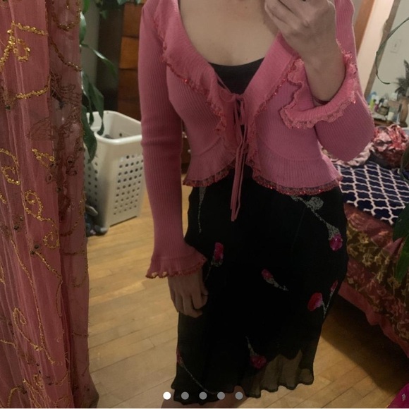 RARE VTG. Betsey Johnson pink rose dress 2pc set BARBIE legally blonde